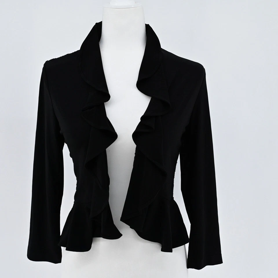 Cárdigan Blazer Chaqueta Y2K Vintage Negro Encaje Trasero Volantes Frontales M Fairy Grunge Foto 2 de 4