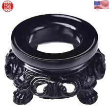 Black Wooden Display Stand for Crystal Sphere Quartz Ball Holder Hollow Wood Sta