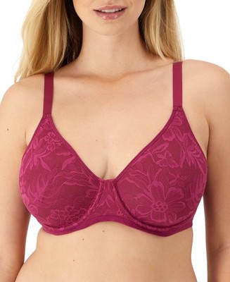 BALI Breathe Lace Convertible Underwire Bra sz 40D Deep Cerise Modal DF7590