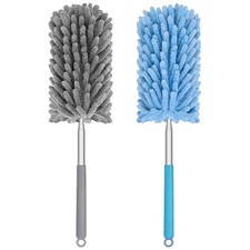 Mini Duster for Cleaning, 360  Bendable Hand Dusters with 2 Pack Blue Grey
