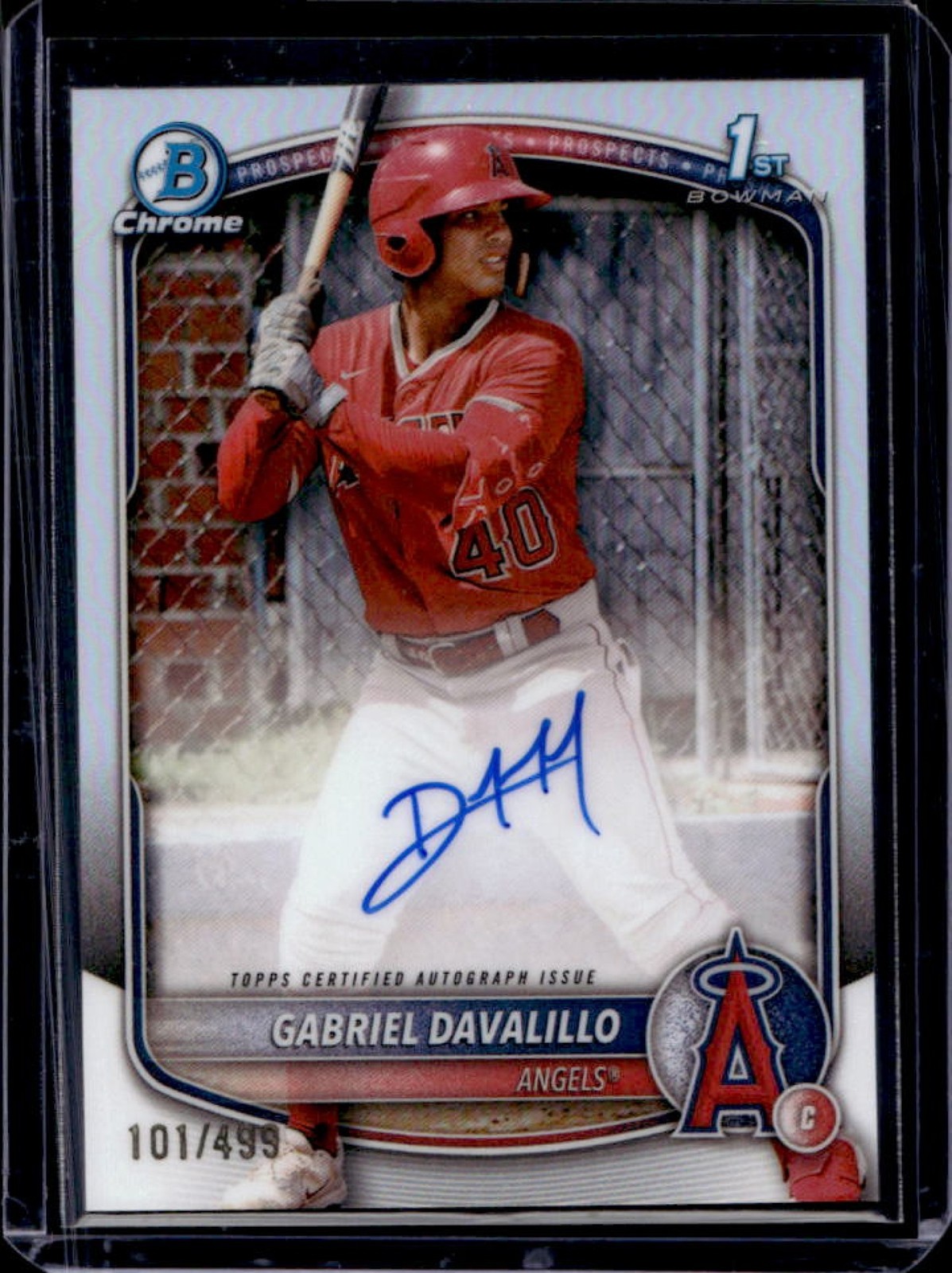 2025 Bowman Chrome Gabriel Davalillo Auto Refractor 1st Prospect #101/499 Angels