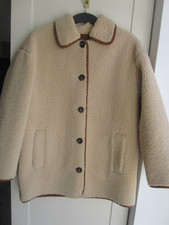 ZARA cream borg & tan sheepskin shearling loose coat XS