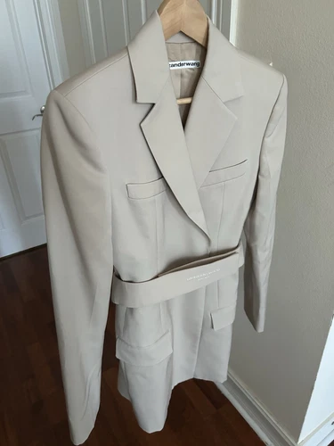 Abito blazer Alexander Wang in twill di lana asciutta con cintura logo 4