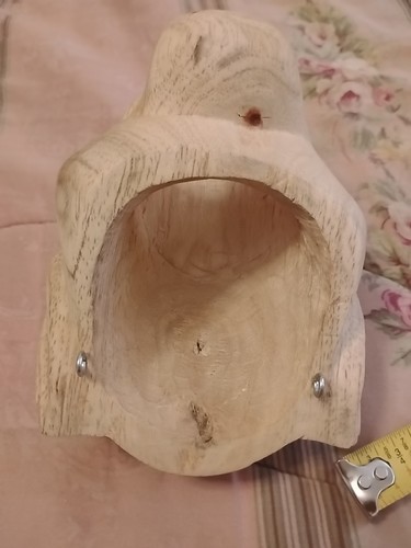 Maschera testa di giaguaro legno intagliato a mano arte parete Oaxacan non verniciata 5” USATA - Foto 4 di 6