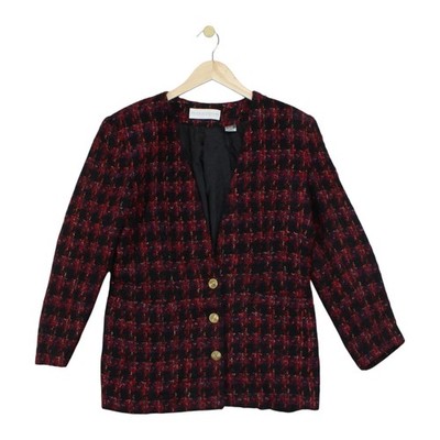 Valerie Stevens Blazer Damen Größe 12 Rot Mohair Wolle Schulterpolster