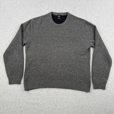 Saks Fifth Avenue BLACK Sweater Mens 2XL Gray 100% Cashmere Crew Neck Pullover
