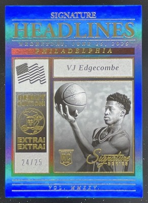 2025-26 Panini Signature Series Signature Headlines Blue #7 VJ Edgecombe RC /25