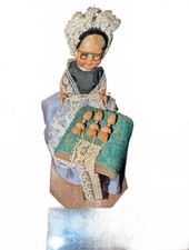 Vintage Handmade Lace Doll with Bobbin Lace Pillow