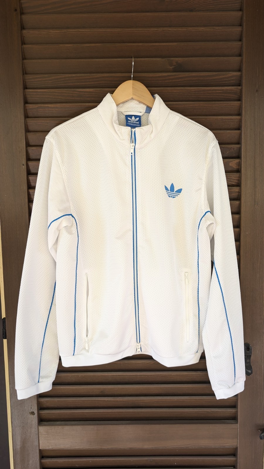adidas Originals Giacca sportiva uomo bianca/blu full zip taglia L