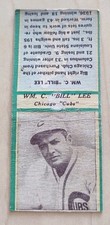 1936 Diamond Matchbook Cover WM C. Bill Lee Green Version Baseball Chicago Cubs