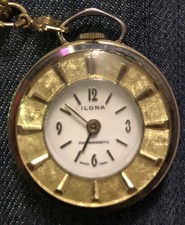 Vintage Ilona Swiss Made Antimagnetic Gold Tone Pendant Watch Runs Great
