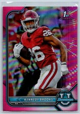Kennedy Brooks 2021 Bowman University Chrome Pink Rookie Refractor #18 Oklahoma