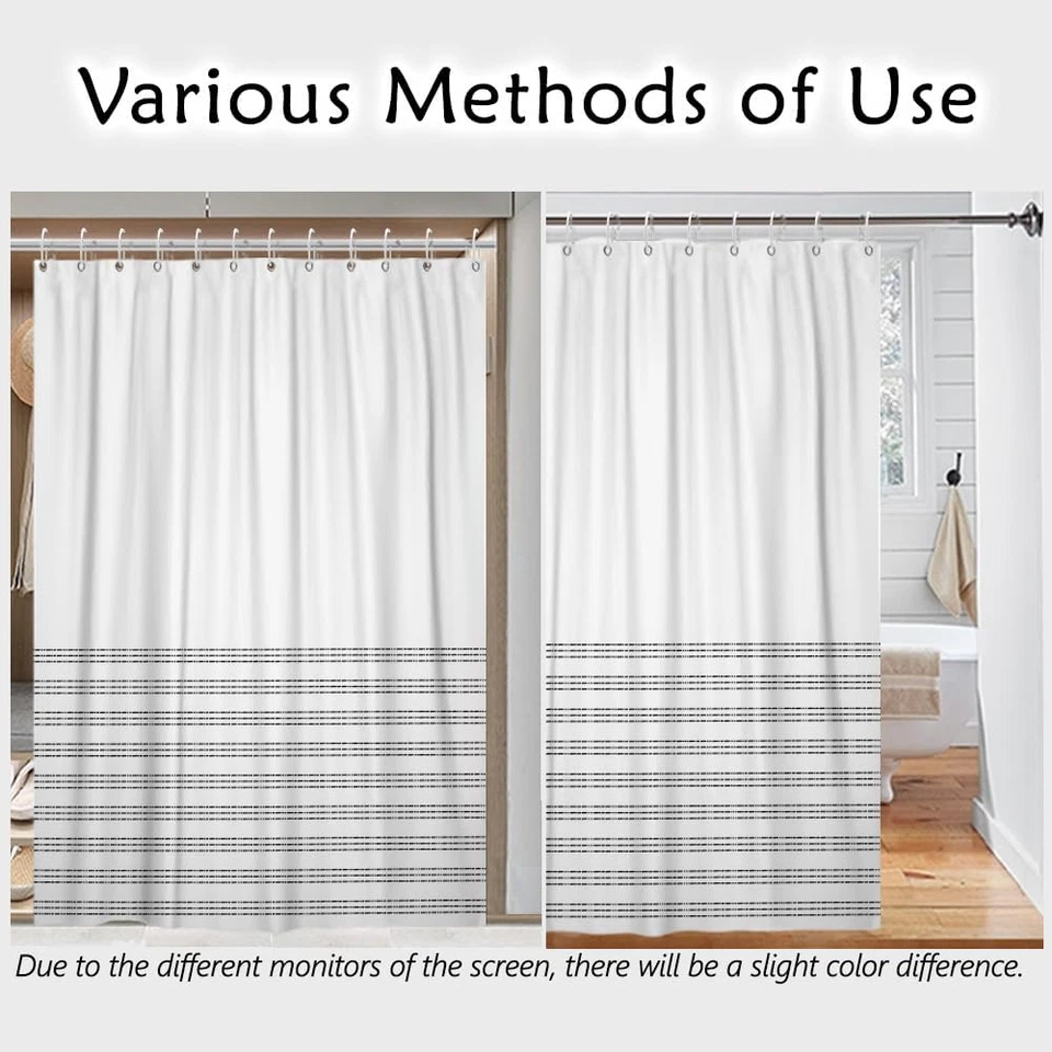 Cortina de Ducha Puesto a Cuadros, Moderna Simple Cortina de Ducha a Rayas Blancas y Negras Foto 4 de 4