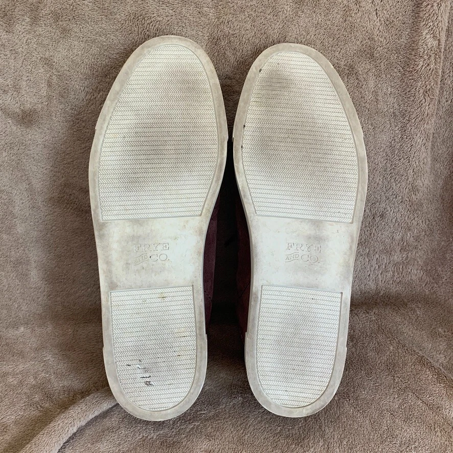 Zapatillas Frye & Co. Para Mujer Sindy Moto Berenjena Gamuza/Cuero Detalle Cremallera EE. UU. 9 Foto 3 de 4