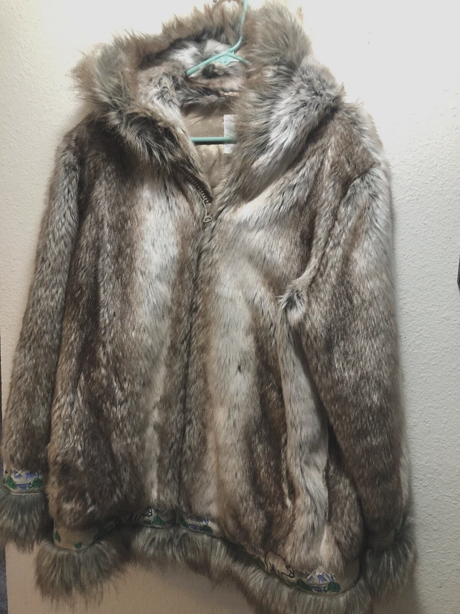 Ameri Mode - Faux Fur Coat - Women’s Size - Large - Coeur d’Alene Tribe -  WARM