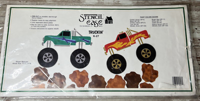 Vintage Truckin' Wall Decor Stencil by Stencil Ease -Boys, Monster Trucks (1993)