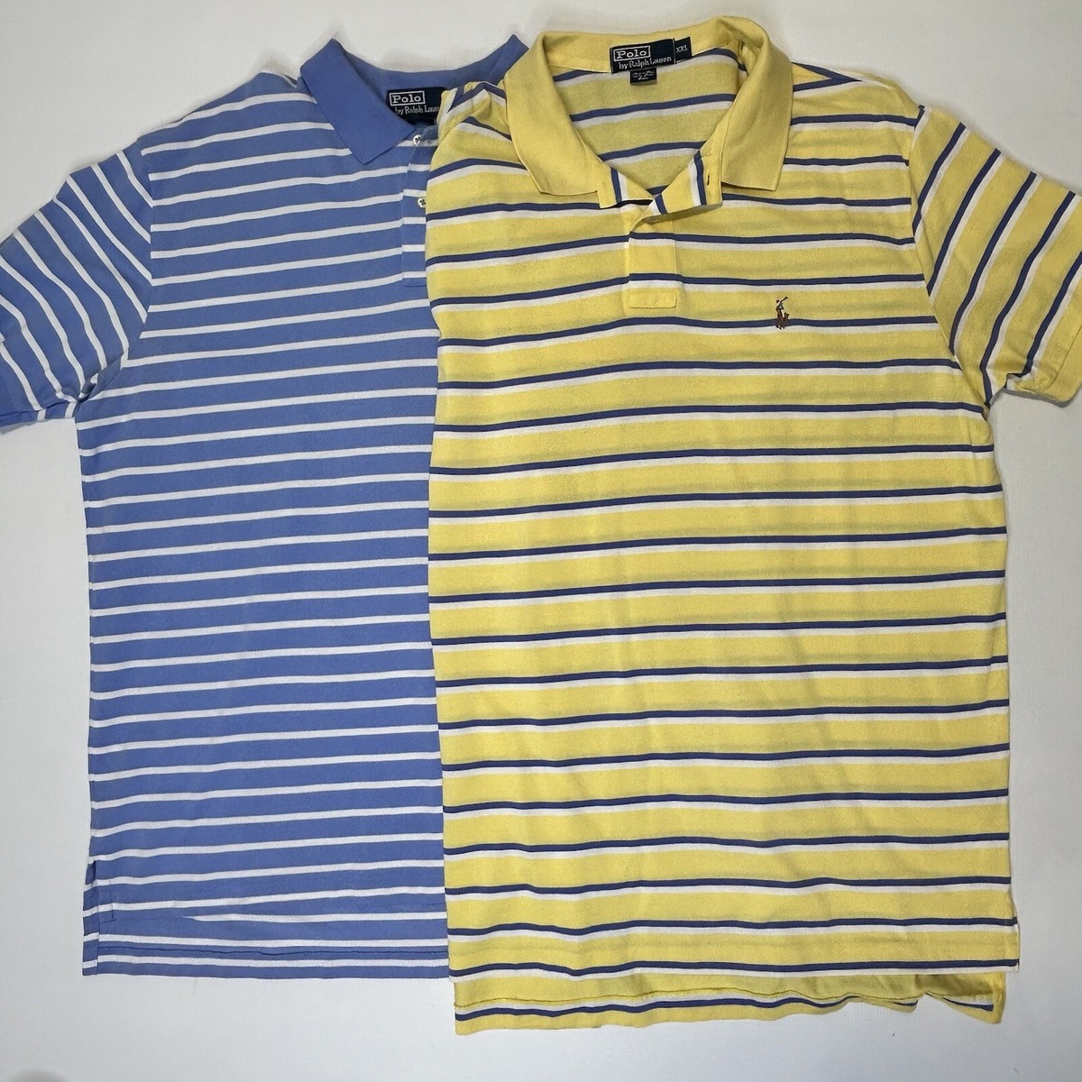 Polo Ralph Lauren Polo Shirt Mens 2XL Striped Yellow Blue Flesh