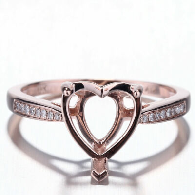 Swara Ecom 14K Roségold Vergoldet Herz Semi Mount Ring Moissanit 9,5mm Geschenk
