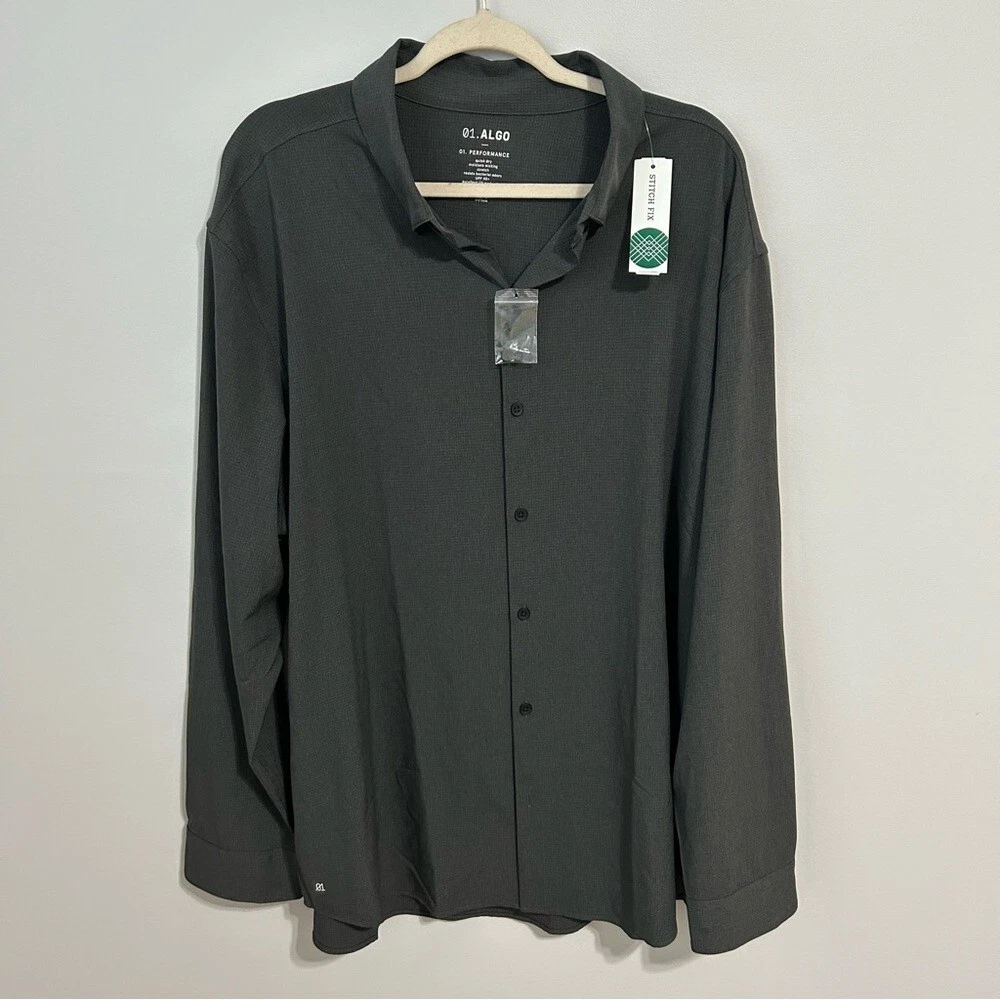 NWT 01. Algo Gray Performance UPF 40 UV Protection Long Sleeve Shirt Men’s XXL