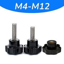 M4 M5 M6 M8 M10 M12 Black Plastic Star Thumb Screws Hand Grip Knob Bolts Nuts