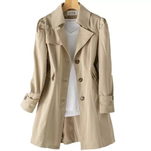 Women's Coat Trench Coat Medium Length Fashion Ladies Windbreaker 2XS-2XL