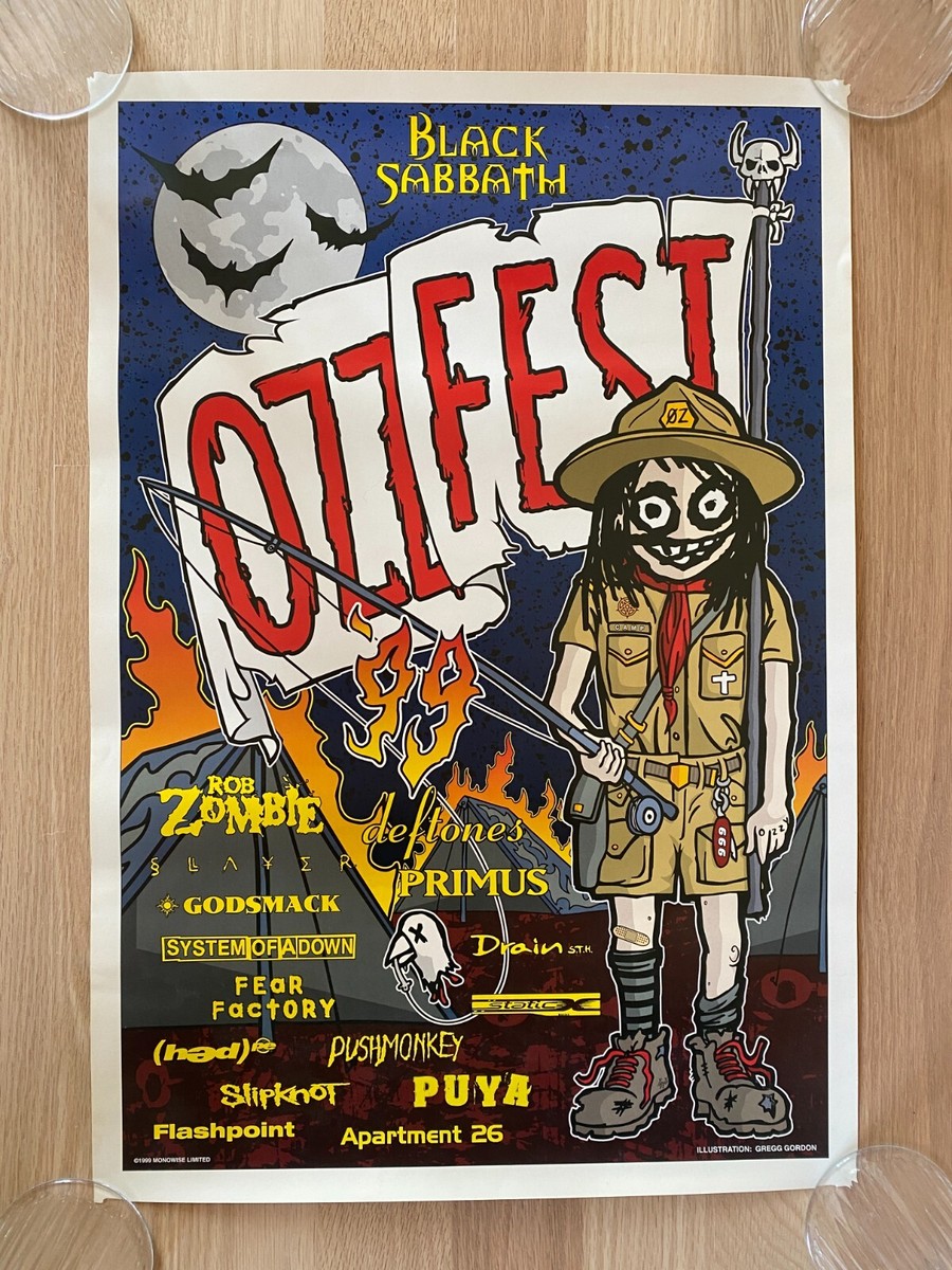 Ozzfest 1999 Concert Poster Black Sabbath Slipknot Rob Zombie