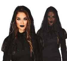 Velo a mantiglia nero per travestimento vedova pizzo sposa horror