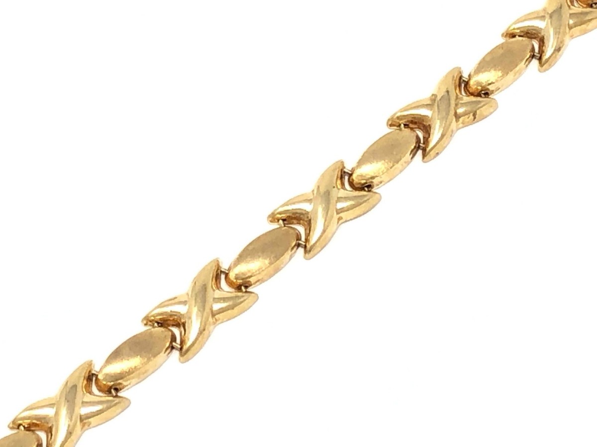 Italian 14k Yellow Gold XOXO Criss Cross Bracelet 7
