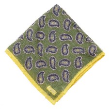 NWT RODA Textured Leaf Green Paisley Print Pocket Square