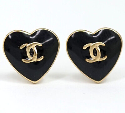 25B【CHANEL】ブラック ゴールド ハート 光るCC スタッズ s-l400.jpg
