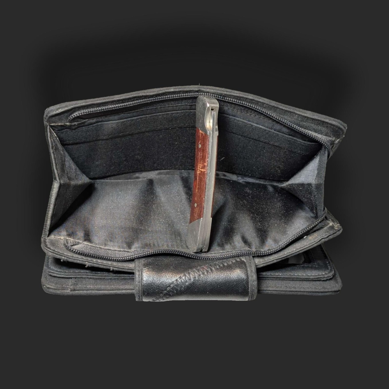 Large Black Leather Patchwork Wallet - image 4