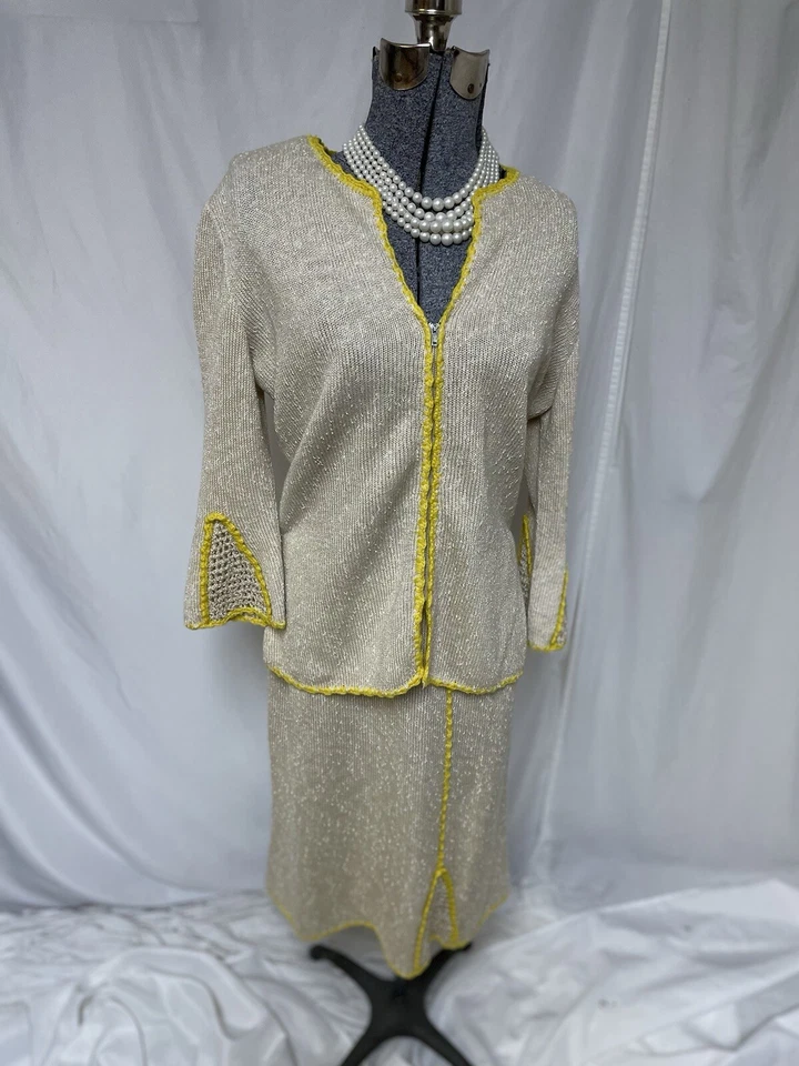 Conjunto de falda boho Stuart Mackey California años 70 talla M 2 piezas crochet cintura elástica Foto 4 de 4