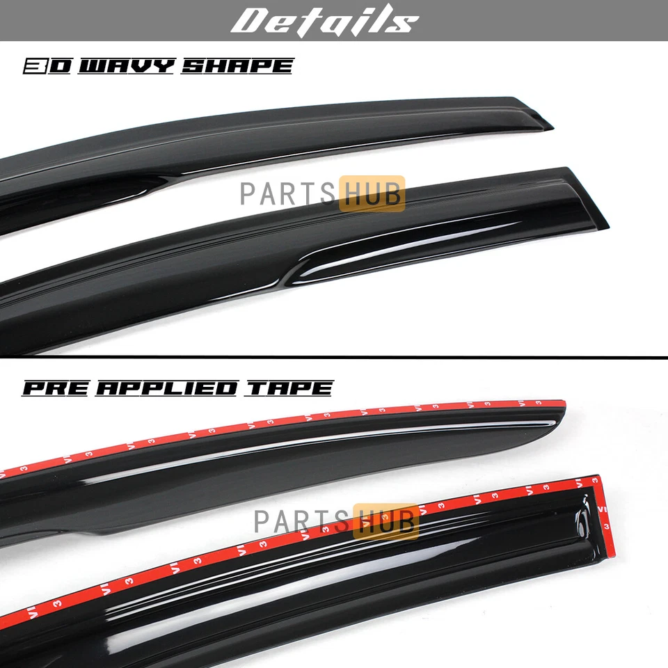 Para Lexus GS GS350 GS300 JDM 2006-2011 Ondulado Estilo Mugen Viseras de Ventana Protector de Lluvia Foto 3 de 4