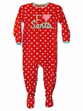 Carter's Girl's I Love Santa Red Dot Fleece Footed Pajama Sleeper, Size 3T