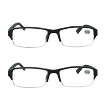 2 Pack Mens Half Frame Blue Light Blocking Reading Glasses Spring Hinge Readers