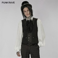 Punk Rave Men's Gothic Patchwork Jacquard Short Vest Black Tuxedo Waistcoat