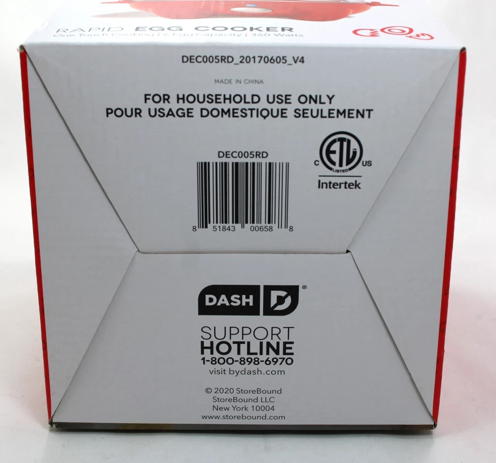 DASH Rapid Red Egg Cooker for 6 Eggs with Box and Inserts in Excellent Condition