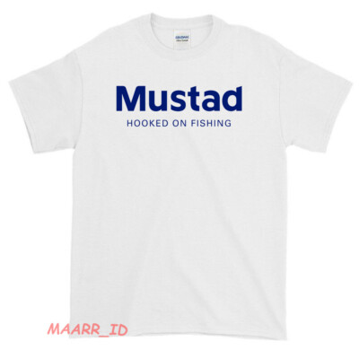 New MUSTAD HOOKS FISHING Logo American Funny T Shirt USA size S-XXL