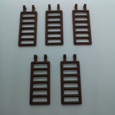 Lego - 5 braune Leitern / Stangen - 7 x 3 Noppen mit 2 Clips (6020)