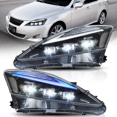 Pair Headlights Projector LED DRL For 2006-2013 Lexus IS250 IS350 ISF w/Startup