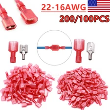200PCS Nylon Female Male Wire Connectors Insulated Spade Crimp Terminal 22-16AWG