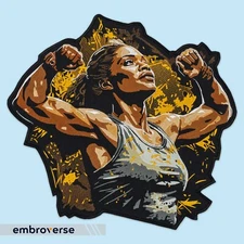 Strong Black Woman Large Patch, Embroidered Fitness Patch, Powerful Girl Iron-On
