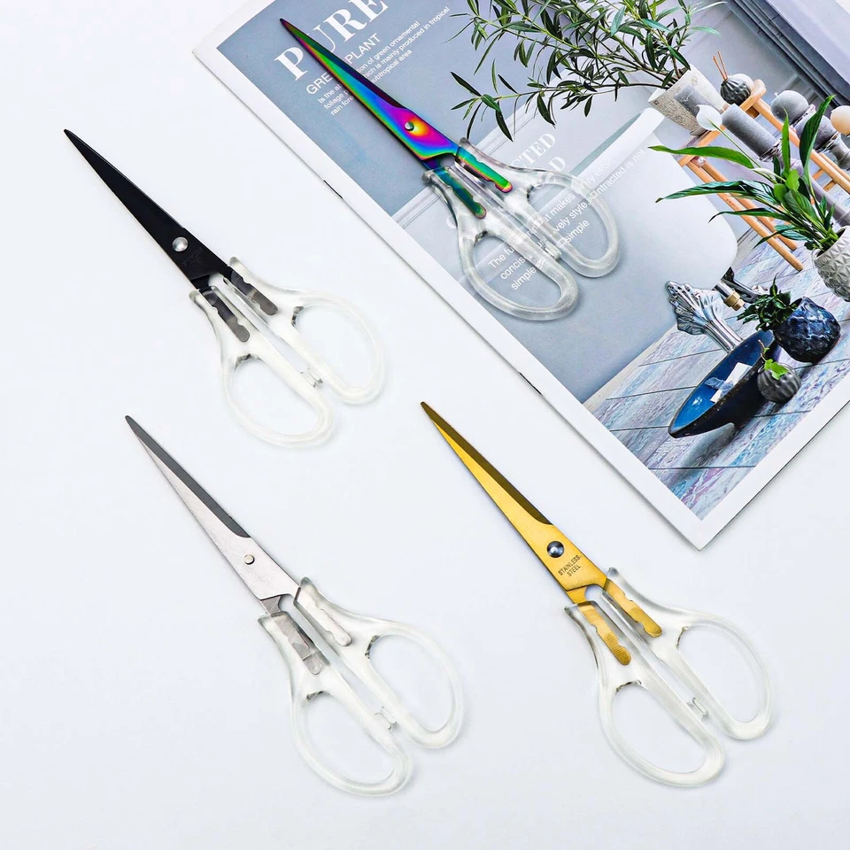 1pc Acrylic Scissors 6.5" Clear Scissors Office Scissors Metal Blades Shears - Image 3 of 4