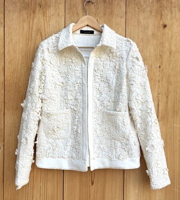 Simona Barbieri Twin Set Vintage Appliqué Ivory Jacket Sz Large