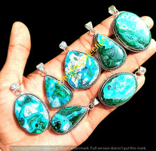 Azurite Malachite Gemstone 925 Sterling Silver Plated Pendant Lot Bulk Jewelry