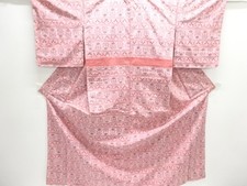 7680764: JAPANESE KIMONO / ANTIQUE KIMONO / SILK / HAND WOVEN TSUMUGI / ABSTRACT