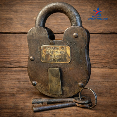 New York Insane Asylum Cast Iron Working Lock With 2 Keys Rusty Antique Finish