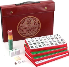 Chinese Mahjong Set X-Large 146 Numbered Melamine 1.5" Large Size Tile with Carr
