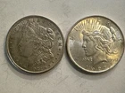 1921 Morgan and 1922 Peace Silver Dollars, EF Condition