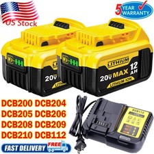 Pack For DeWalt 20V 20 Volt Max XR 12.0AH Lithium Ion Battery DCB205-2 DCB200-2